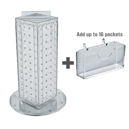 Azar Displays Four-Sided16Pocket Revolving Pegboard Gift Card Kit for Countertop 700229-CLR